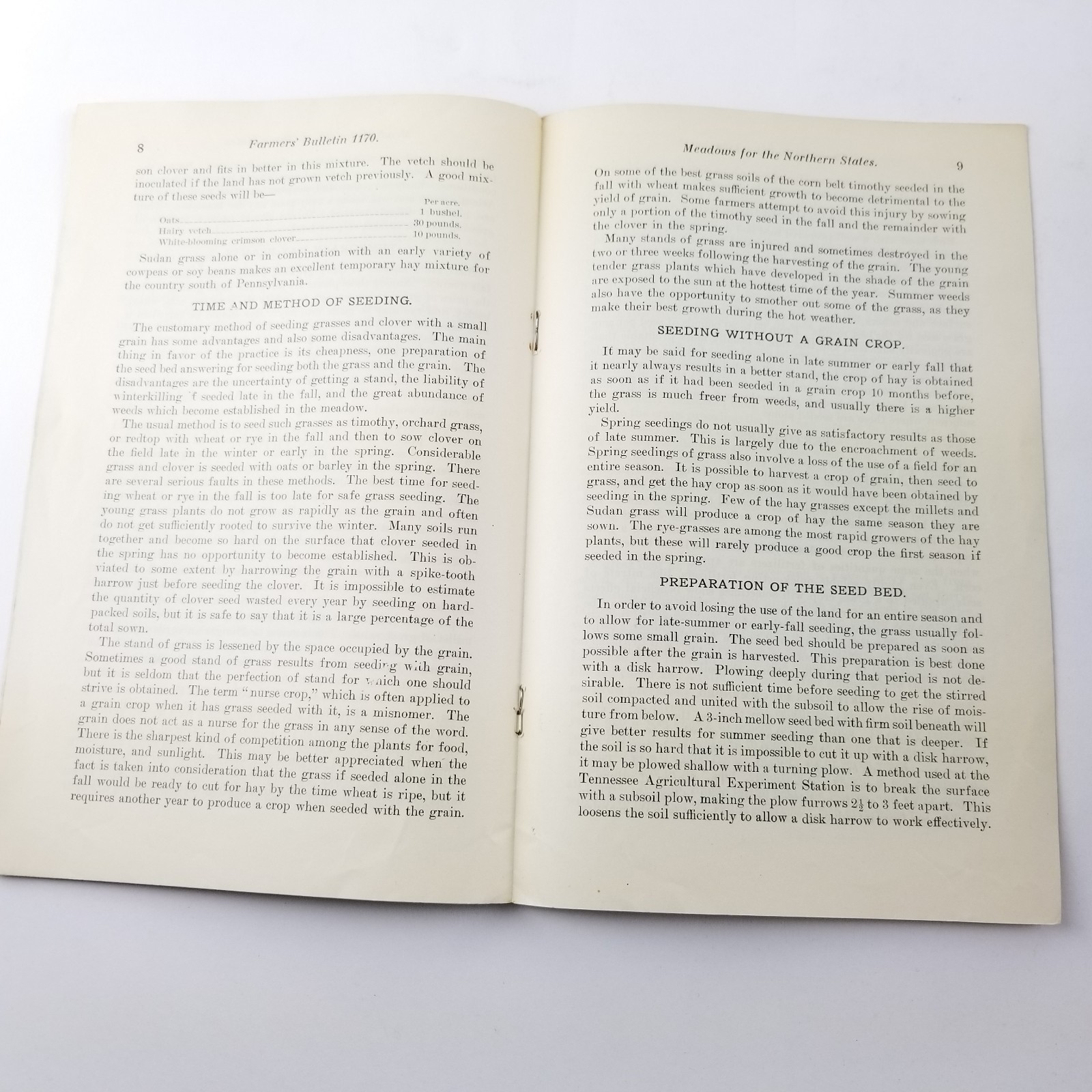 US Department of Agriculture Farmers Bulletin 1170 Meadows The Northern States