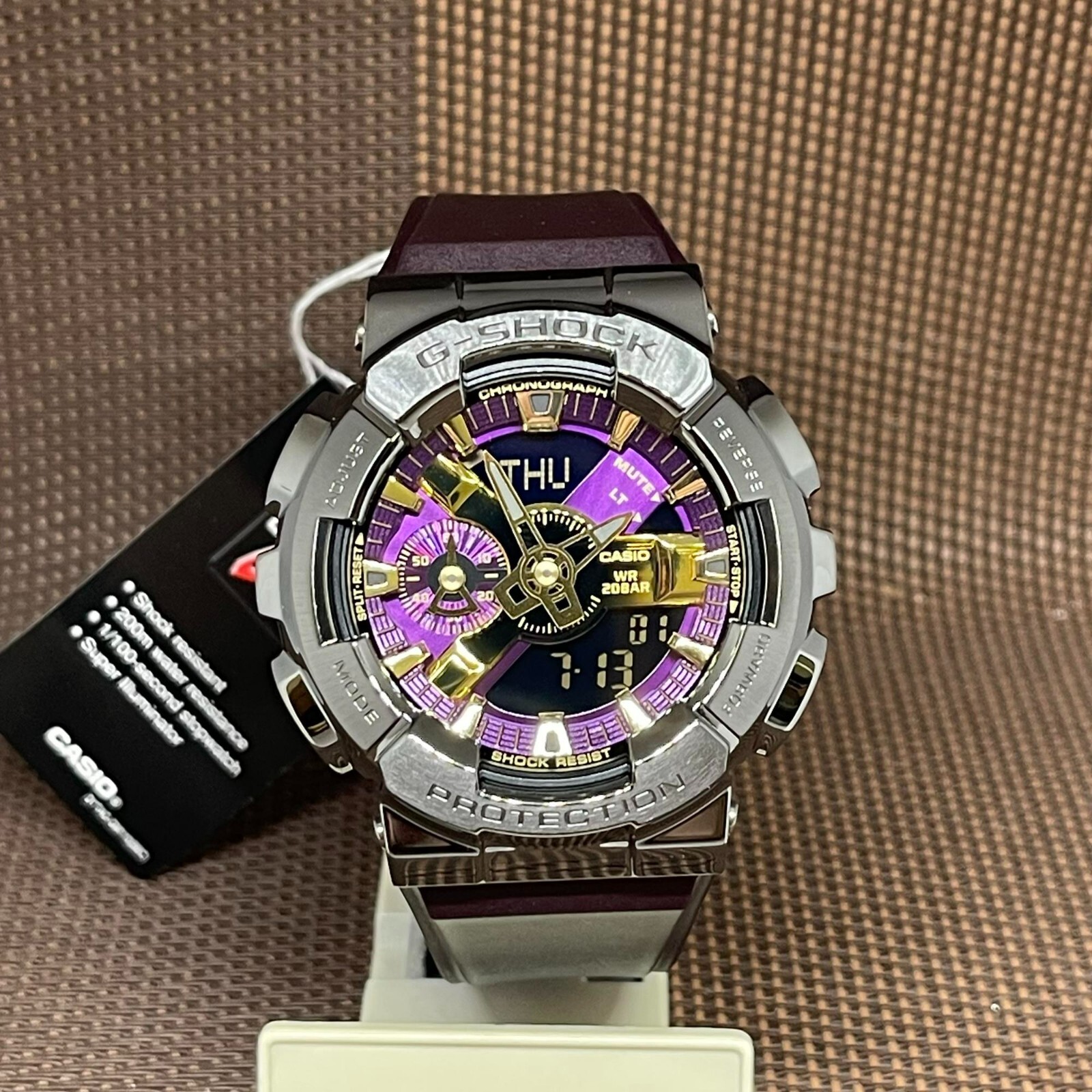 G-SHOCK CASIO G-SHOCK GM-110CL-6A PURPLE RESIN WORLD TIME STOPWATCH ALARM MEN'S WATCH