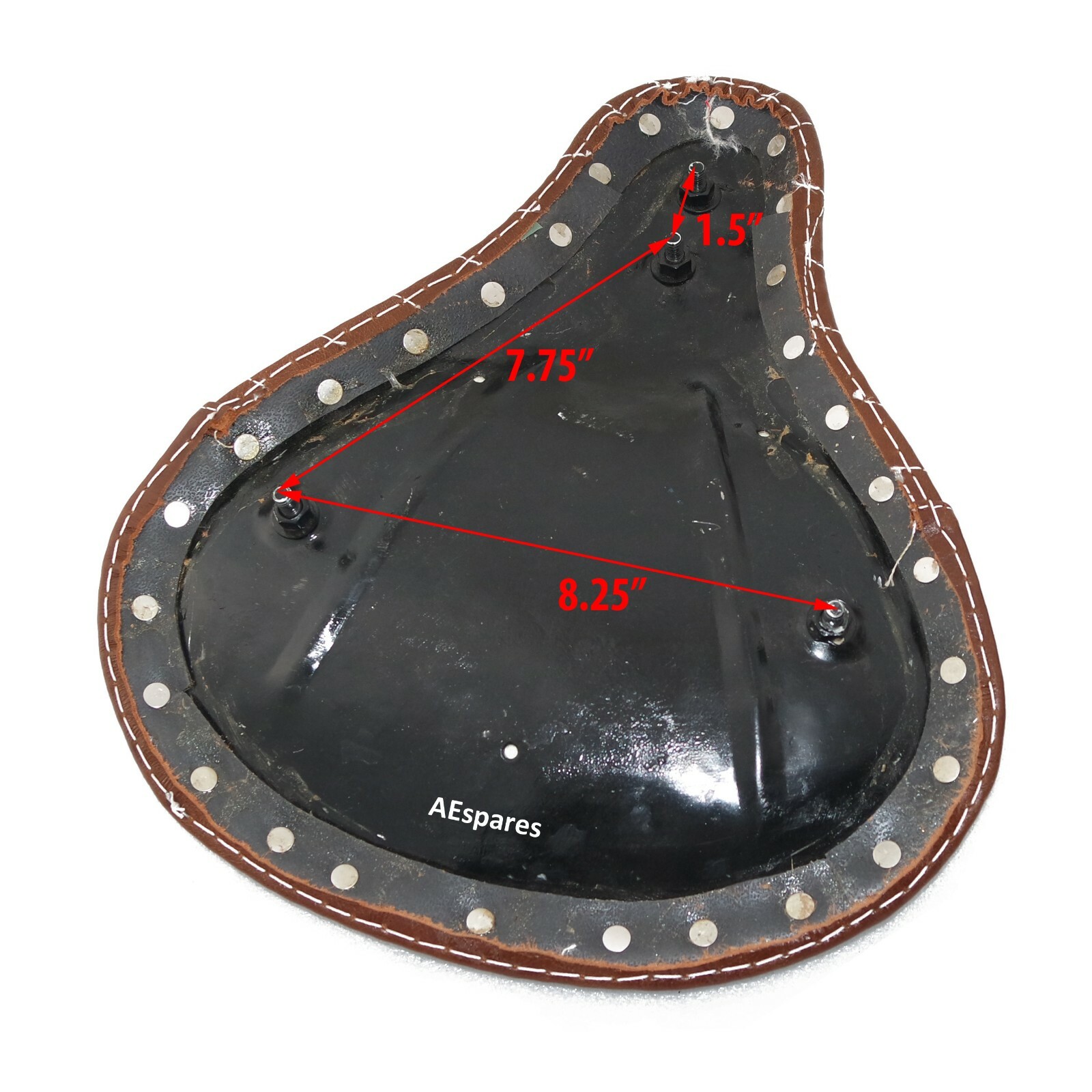 Front Tan Leather Seat With Spring Fits Royal Enfield Bullet Classic 350 500 