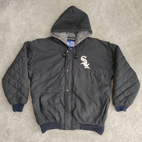 【STARTER】 White sox jacket sizeL Men's Chicago White Sox Starter Black Impact Hoodie Half-Zip