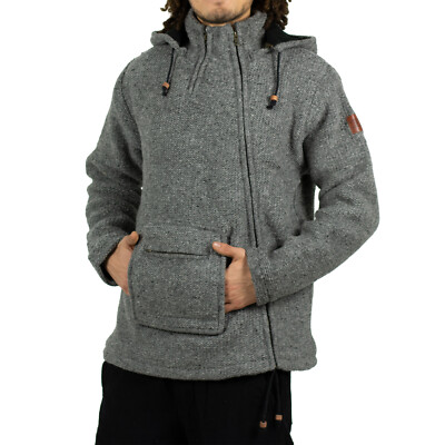 Unisex Wool Jacket with Fleece Lining and Removable Hood from Fair Trade