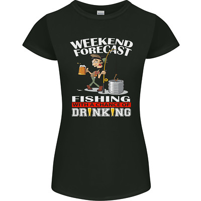 Fishing Weekend Forecast Funny Fisherman Womens Petite Cut T-Shirt
