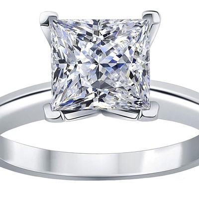 Pre-owned Pucci 1ct Princess Cut Synthetic Moissanite Wedding Bridal Promise Ring 14k White Gold In White/colorless