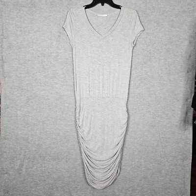 Brigitte Brianna Gray Stretch V-neck Ruched Women's Dress Size M