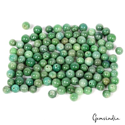 220 Cts/118 Pcs Natural Green Brazilian Emerald Round Cab Drilled Beads Gems Lot