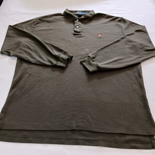 Polo Ralph Lauren Men's Brown Cotton Polo Shirt Long Sleeve Size XL 