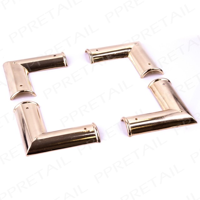 Pack of 4 Picture Frame Corner Brackets 75mm Polished Brass Rounded