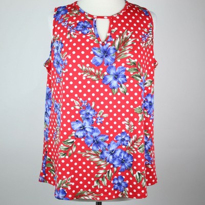 COCO'S CLOZET Polka Dot Floral Blouse LARGE