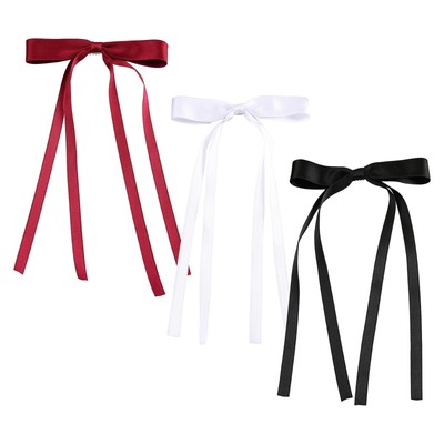 Satin Hair Bows Hair Clips for Women 3-Pack Satin Metal Hair Bows Barrettes S...