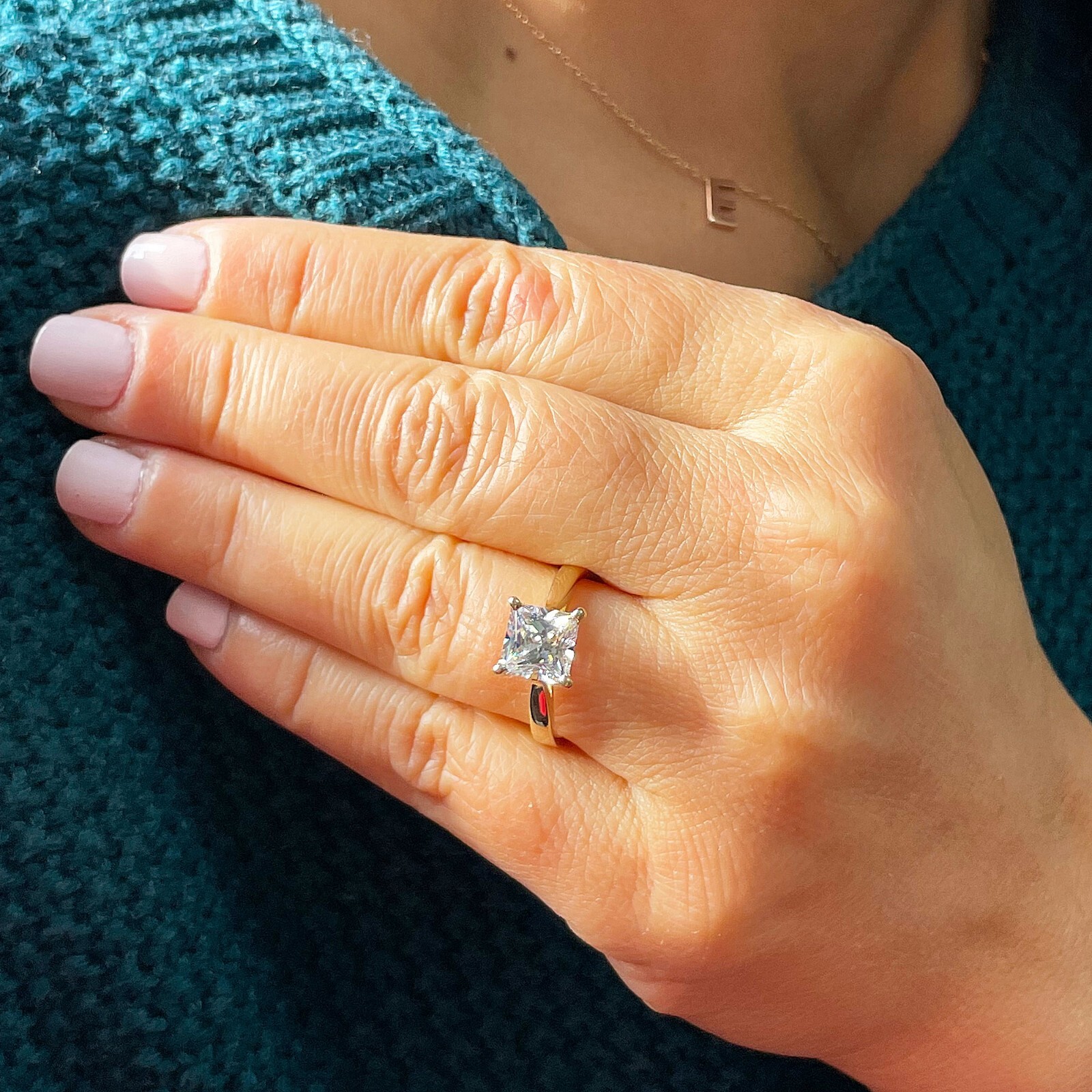 Pre-owned Knr Gia Certified 14k Solid Yellow Gold Princess Cut Diamond Engagement Ring 2.00ctw In White