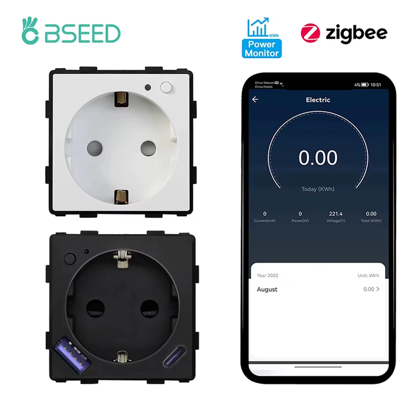 ZigBee Wall Socket Function Part Power Smart Power Monitor Meter Sockets Key Goo