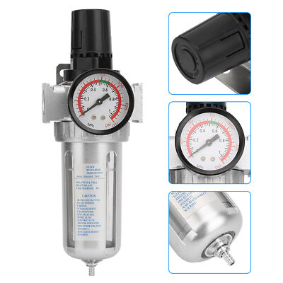 1/2''in Air Compressor Filter Oil Water Separator Trap Tools With Regulator Gauge