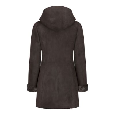 Pre-owned Truclothing Women's Sheepskin Brown Toscana Suede Hood Coat | Infinity