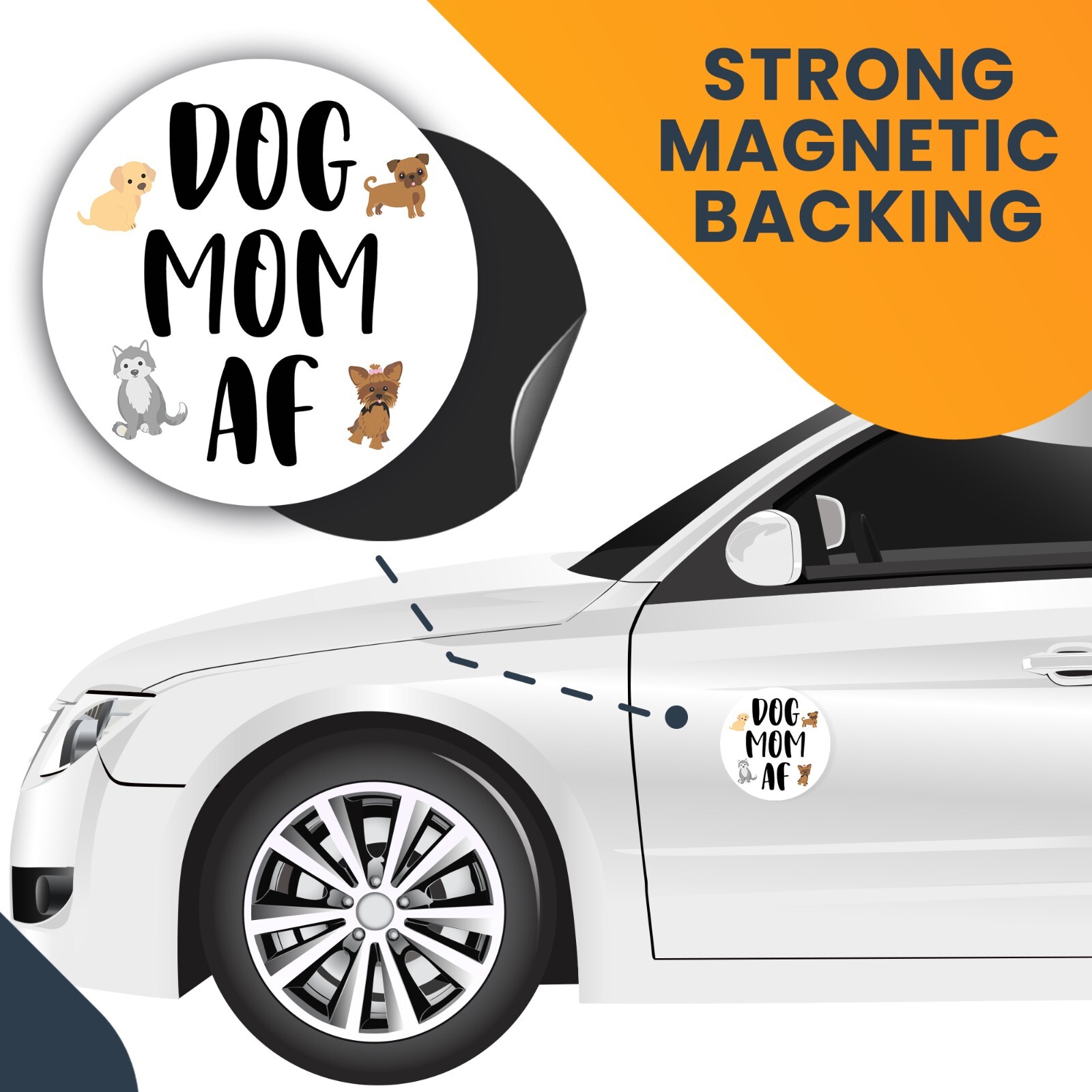 Magnet Me Up Dog Mom AF Magnet Decal, 5 Inch Round, Heavy Duty Automotive Magnet