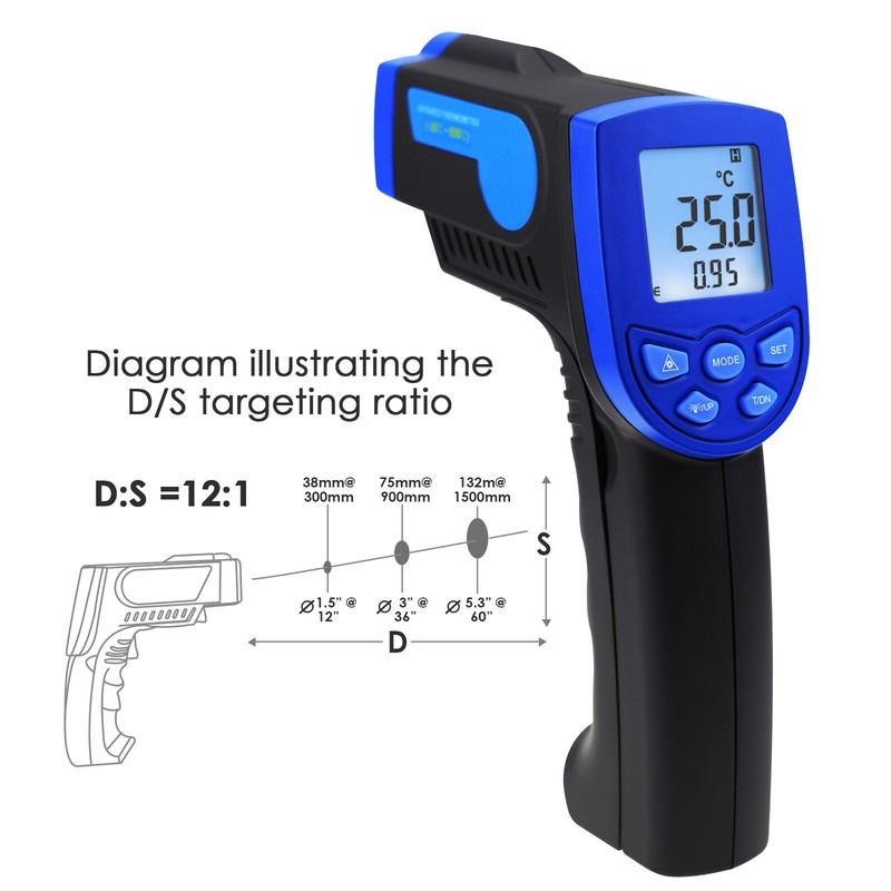 Berührungsfreie LCD IR Laser Infrarot Digital Temperatur Thermometer Gewehr W