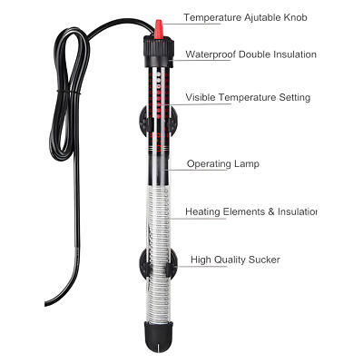 Submersible Aquarium Heater 50W/100W/200W/300W, Adjustable Temp for Fish Tank