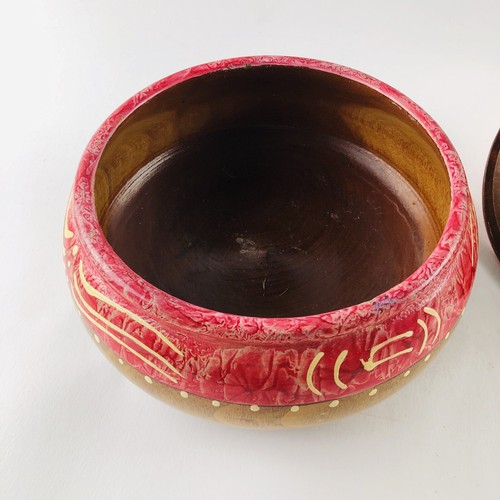 Vintage Hand Painted Wooden Candy Bowl/Jewelry Dish with Lid