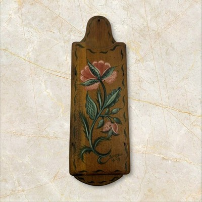 Habersham Plantation Wood Wall Pocket 1978 Brown Good Folk Art Floral Box