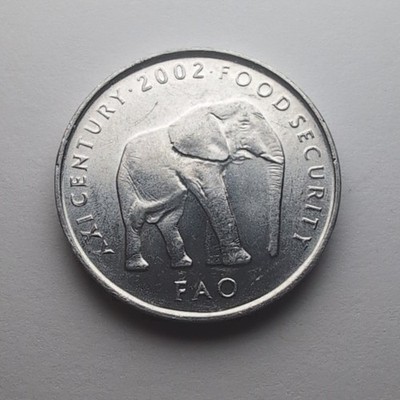 Food Security Somalia 2002 Silver Aluminum 5 Shillings Elephant Coin KM#45 FAO