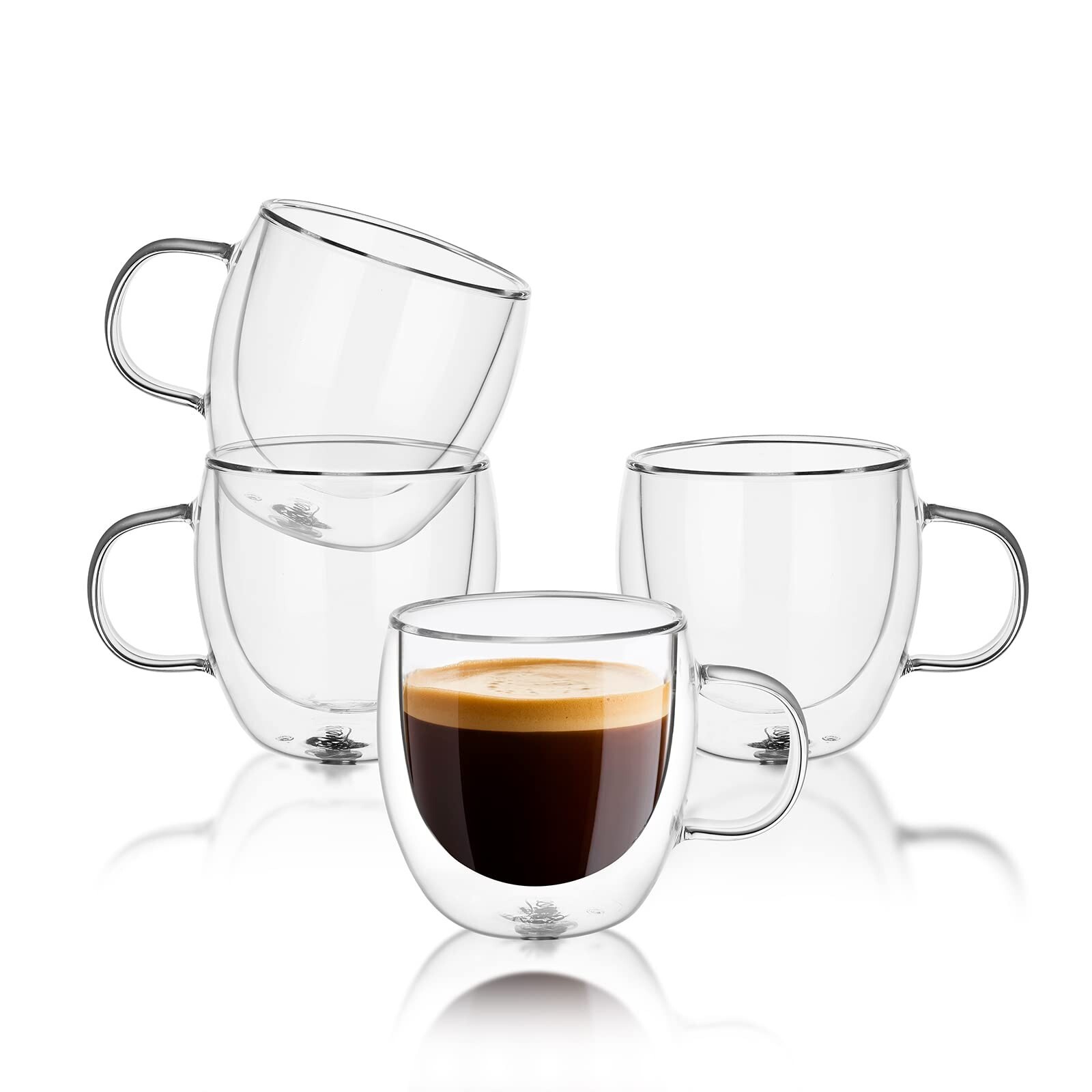 - 5 Oz Double Wall Glass Coffee Mugs Set Of 4, Perfect