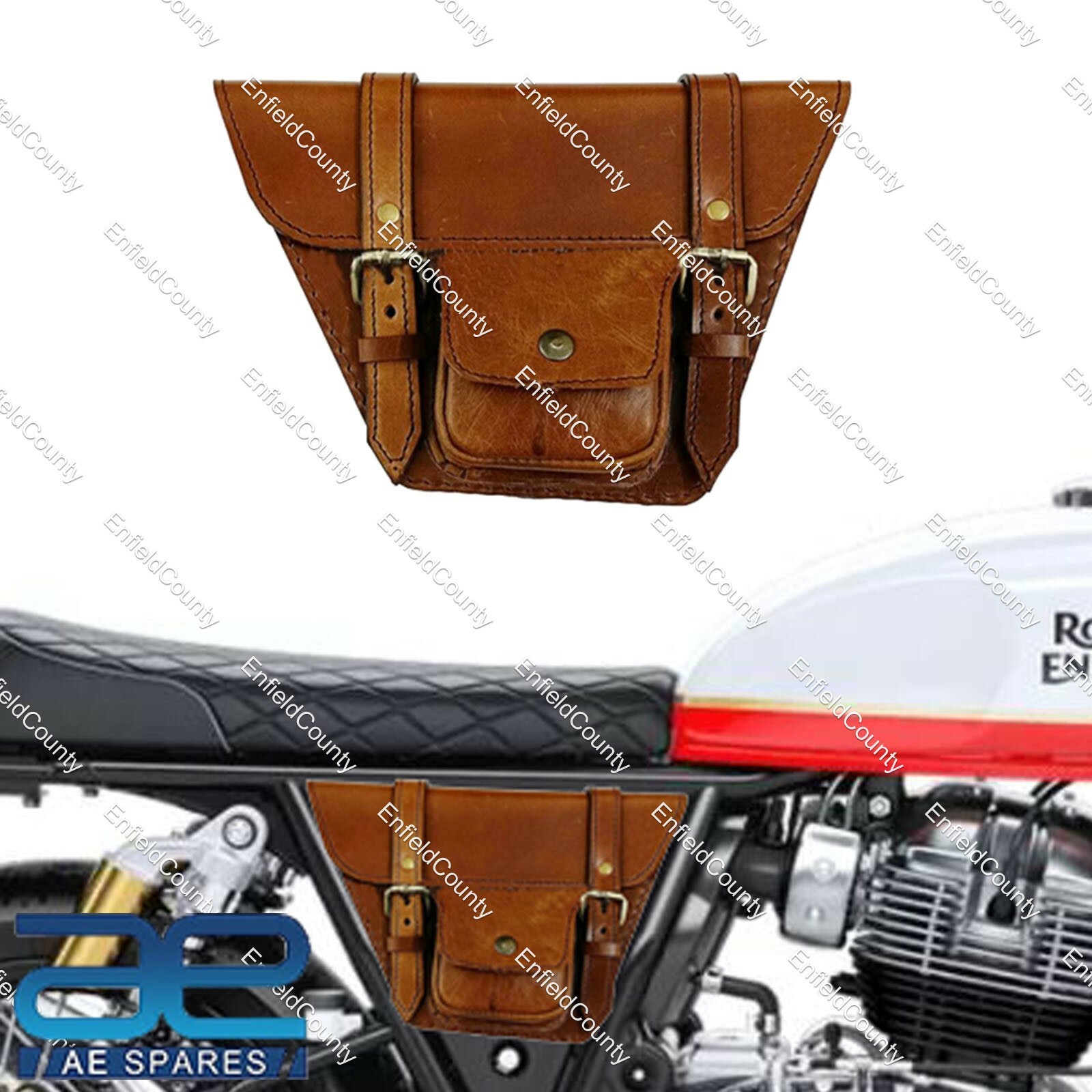 For Royal Enfield Interceptor 650 Side Panel Bag With Pocket Genuine Leather 