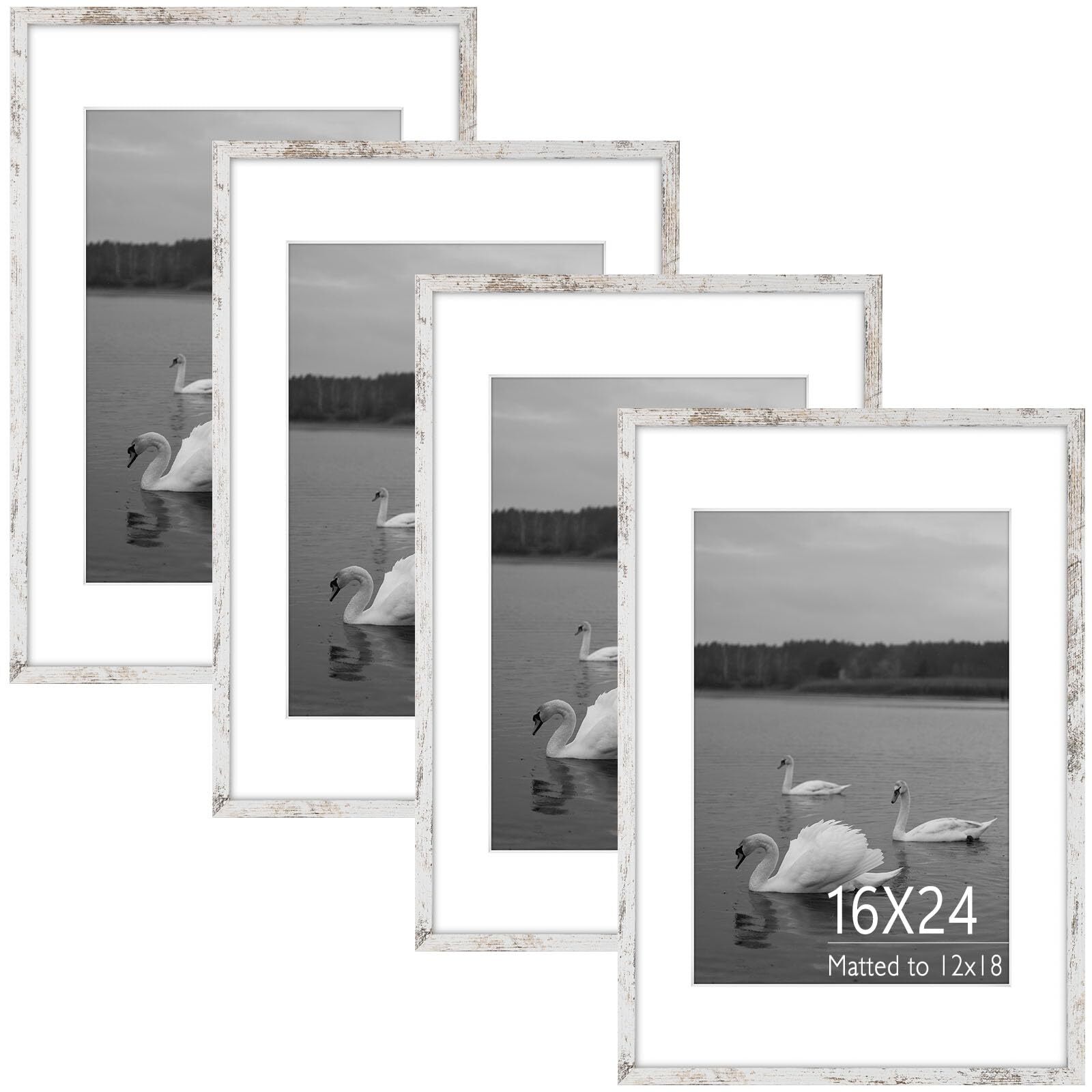 4 Pack 16x24 White Wood Collage Picture Frame Fits 11x14 Plexiglass Front Multi