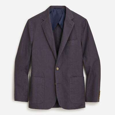 J. Crew Men's Slim Fit Hemp Cotton Suit Jacket Large Dark Harbor Blazer Coat 42