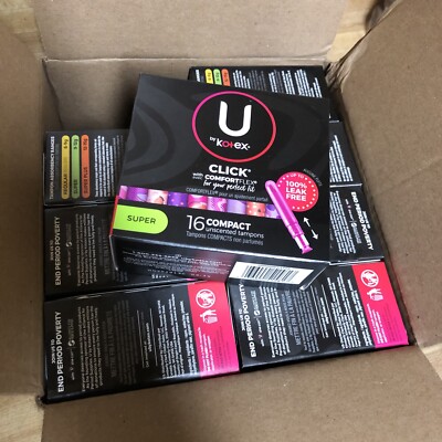 8 Pack x16 U by Kotex Click Compact Tampons, Super Absorbency, Unscented New