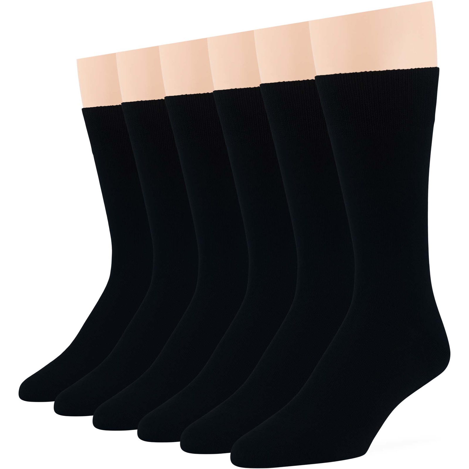 Men's Cotton 6 Pack Dress Business Comfortable Crew Socks XLarge 13-15 Black - Picture 1 of 9