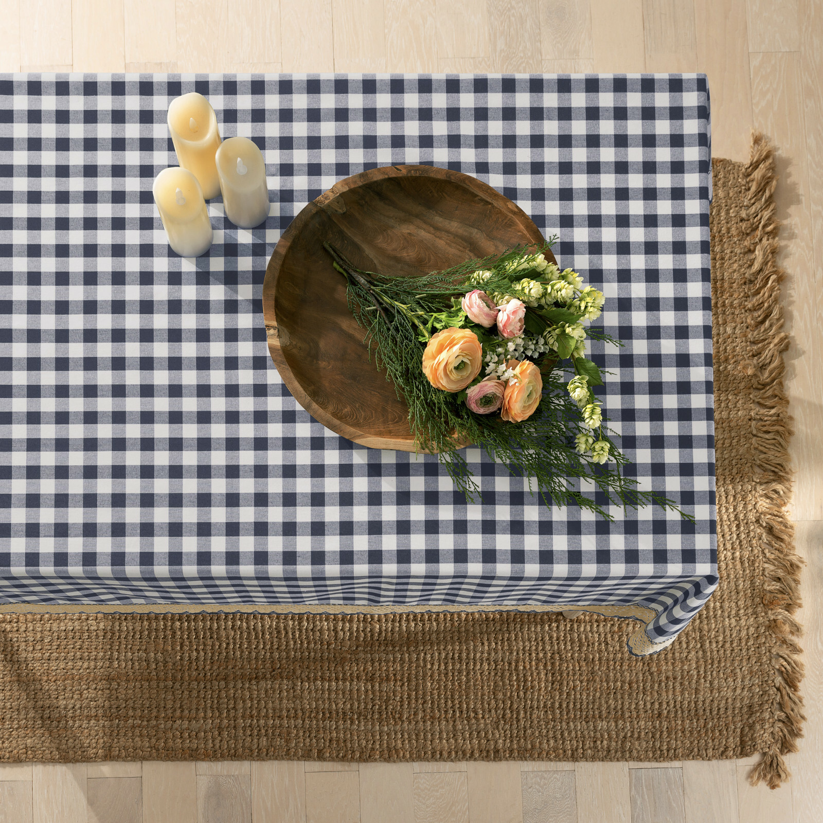 Country Farmhouse Plaid Spill Proof Fabric Tablecloths - Assorted Colors & Sizes