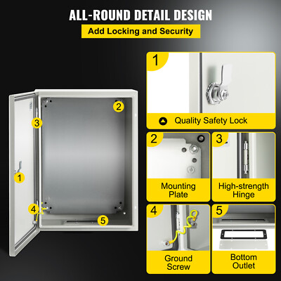 VEVOR 16x12x8'' Carbon Steel Electrical Enclosure IP65 Wall Mount Junction Box