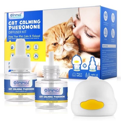 Oimmal 60 Day Cat Calming Plug In Pheromone Diffuser Starter Kit,( 2 x 48ml )