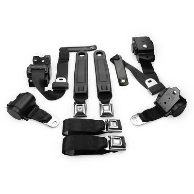 1974-81 Chevrolet Camaro Black Pushbutton Retractable Seat Belt Kit