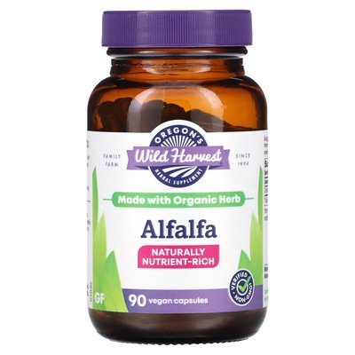 Oregon s Wild Harvest Alfalfa 90 вегетарианских капсул без молочных продуктов, без глютена,