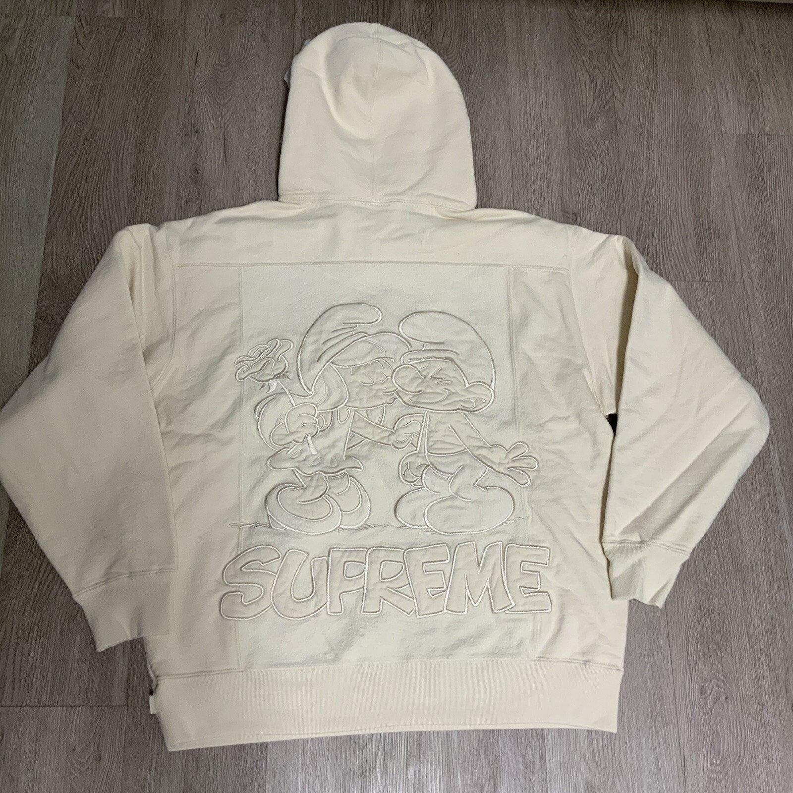 Supreme Smurfs Hooded Sweatshirt (natural) Sz Medium | eBay Supreme Smurfs Hooded Sweatshirt (natural) Sz Medium | eBay