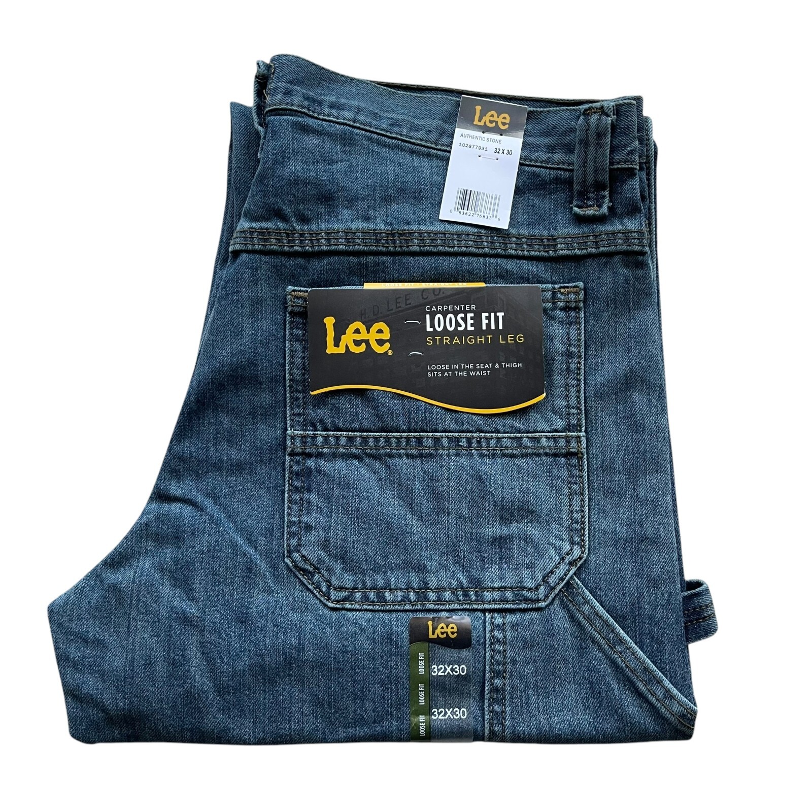 Lee Men's Dark Blue Straight Leg Loose Fit Cargo Carpenter