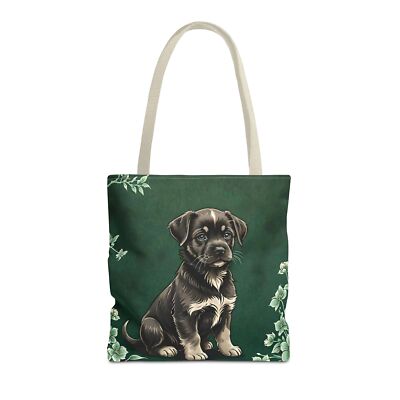 Handtasche, Umhängetasche, Tragetasche, Hund, grün, Henkeltasche, Tote Bag 