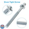Piutouyar 12 Pcs Drum Tight Screw Tension Rods, M5 x 60 mm Stainless Steel Drum Kit Screw Set Hardware Instrument Replacement Accessory