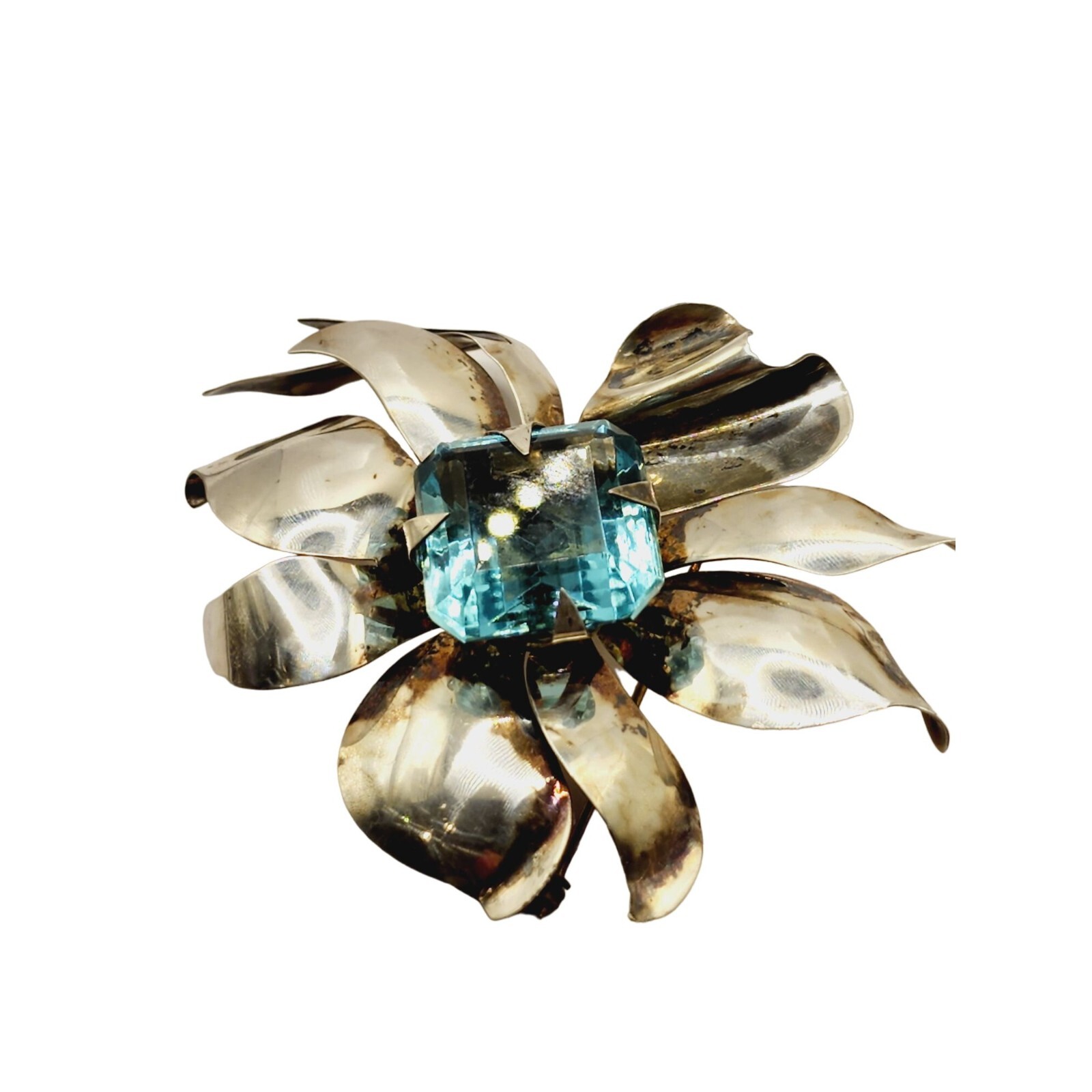 Vintage Signed Sterling Glass Stone Flower Brooch (A567) | eBay