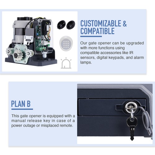 CO-Z 3300lbs Sliding Gate Opener APP Control Infrared Sensors Remote Controls