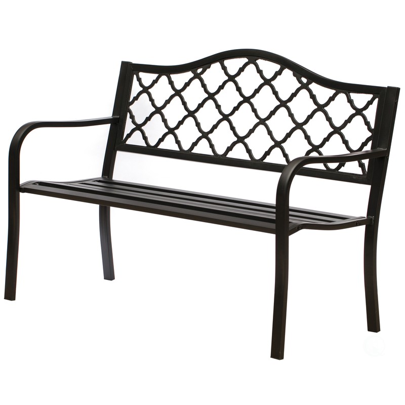 New Garden Patio Steel Park Bench Lawn Decor with Cast