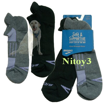 Brooks Ghost DriLayer  Midweight Socks-Below Ankle Men Large: 9-11.5  2/pk