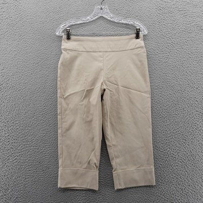 Krazy Larry Cropped Capri Pants Tan Size 4 Womens Cuffed Pull On Stretch