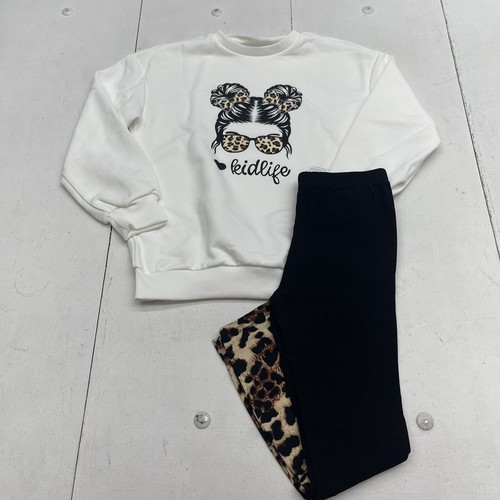 yunn⭐︎kids LIFE Shein Kid Life White Sweatshirt & Legging Outfit Youth Girls