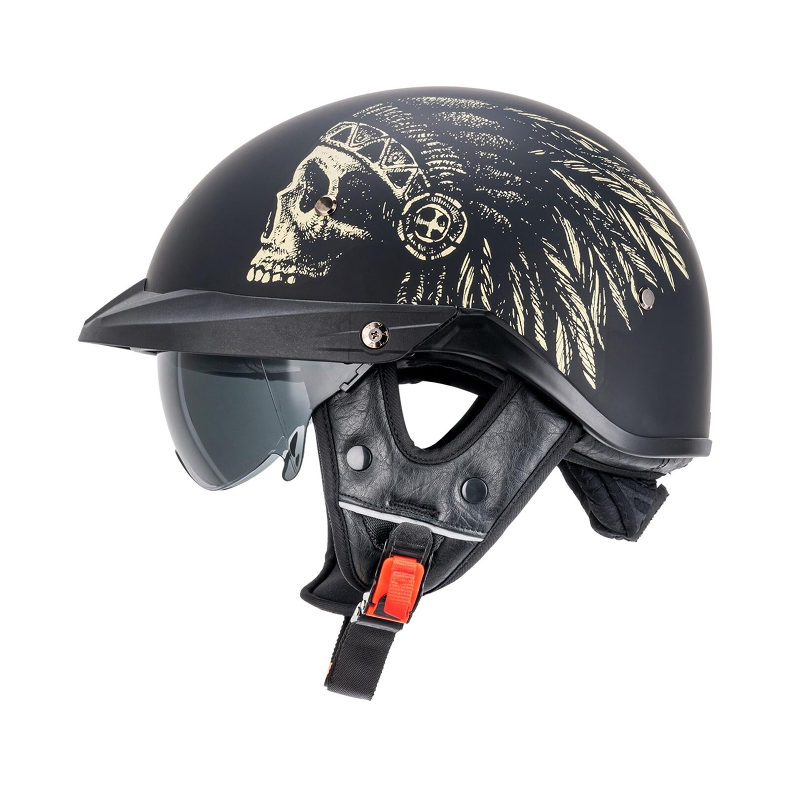 VCOROS Half Helmets Motorcycle VHF04 Open Face Sun Visor Quick