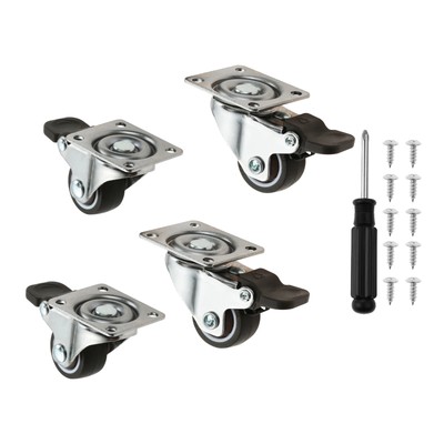4 Pcs 1 Inch Furniture Castors Heavy Duty Soft Rubber Swivel Caster Quite Roller