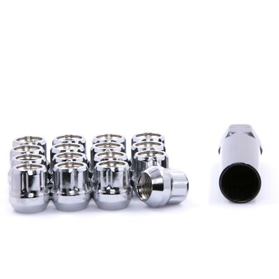 16 Spline Lug Nuts Tuner Style Open End 12x1.5 Chrome Bulge Acorn Honda Acura