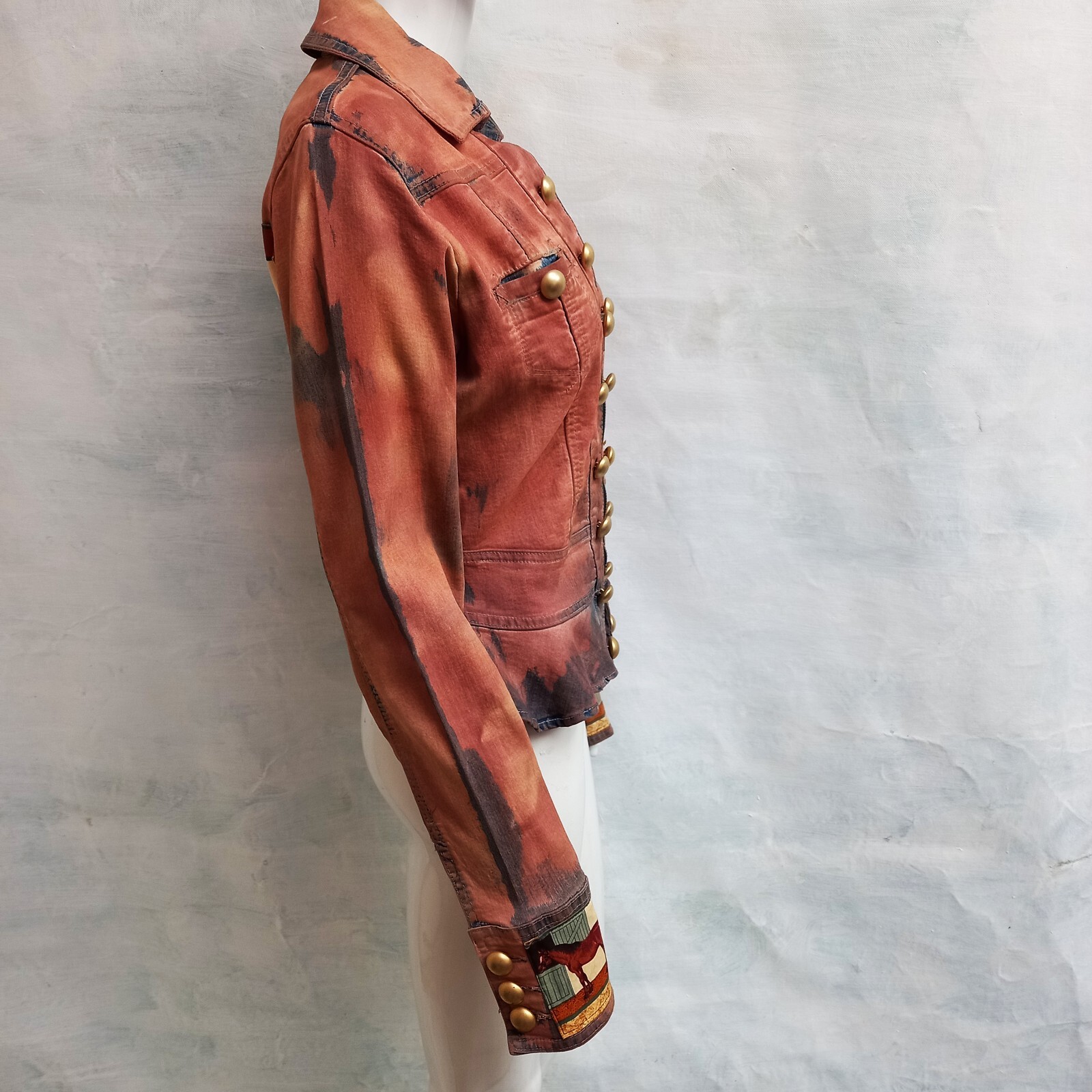 Pre-owned Amira Di Transilvania Denim Casual Woman Jacket Luxury Fashion Brand Italy Spring Autumn Horses Brown