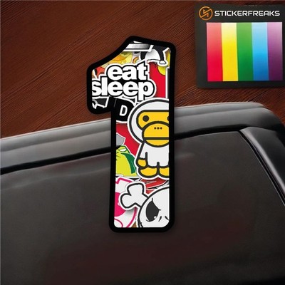 Stickerbomb Zahl 1 | mit Cartoon Motiven Aufkleber Auto Fenster Laptop 20x9cm