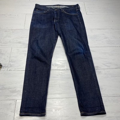 Rag & Bone Fit 2 Slim Jeans Mens 34x32 Raw Indigo Denim USA MED22F1223K1RA